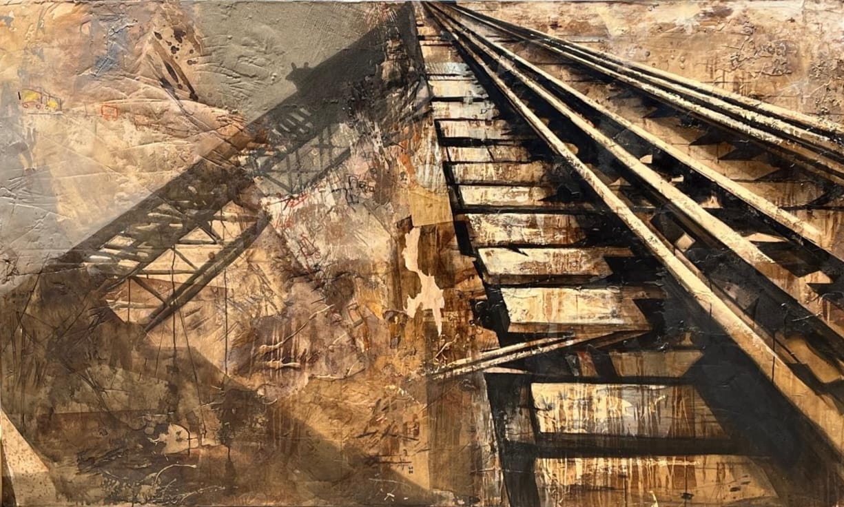 En el desfiladero, técnica mixta sobre tela, 150x250cm1